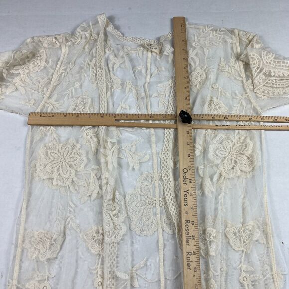 Ember Boho Lace Embroidered Kimono Duster Sheer Festival Cover Up Romantic L - Picture 6 of 9